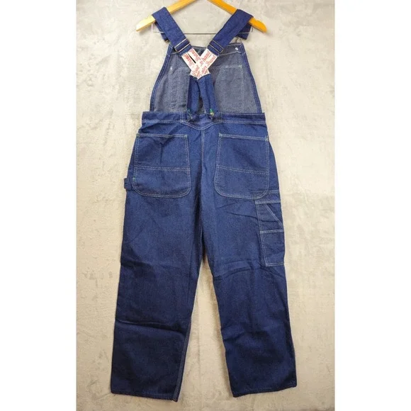 VTG Pointer Brand Low Back Bib Denim Overalls Dark 32x28.5 Made In USA Workwear - Picture 5 of 6